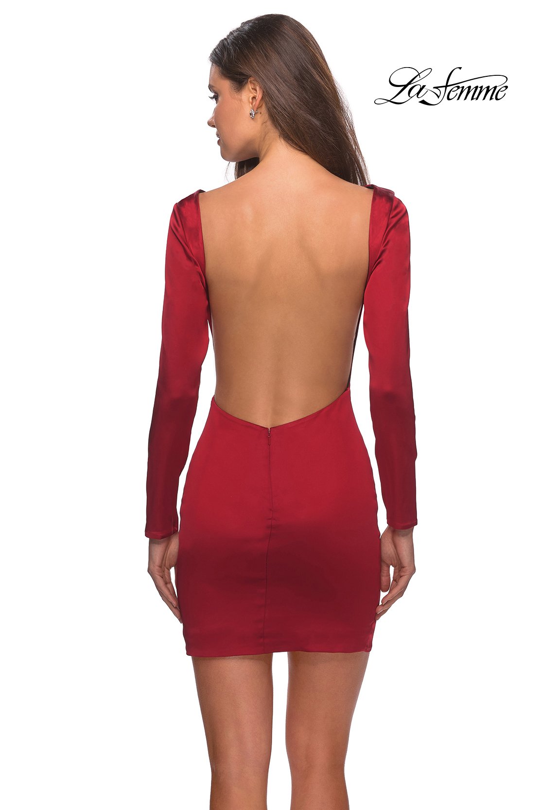 La Femme 28192 prom dress images. La Femme 28192 is available in these colors: Black, Blush, Deep Red.