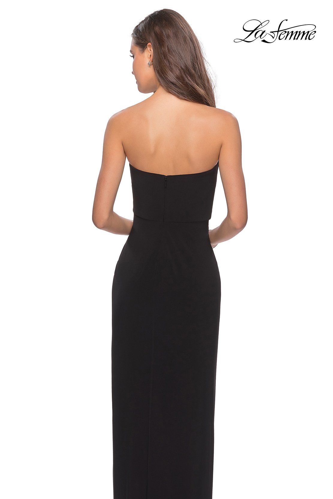 La Femme 28204 prom dress images. La Femme 28204 is available in these colors: Black, Dark Purple, Red.