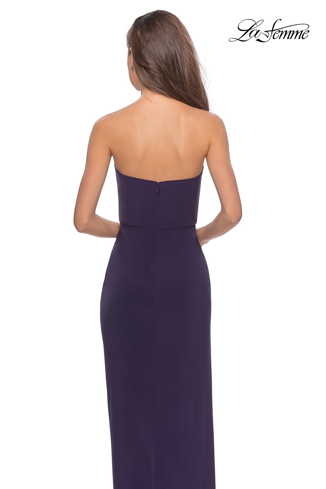 La Femme 28204 prom dress images. La Femme 28204 is available in these colors: Black, Dark Purple, Red.