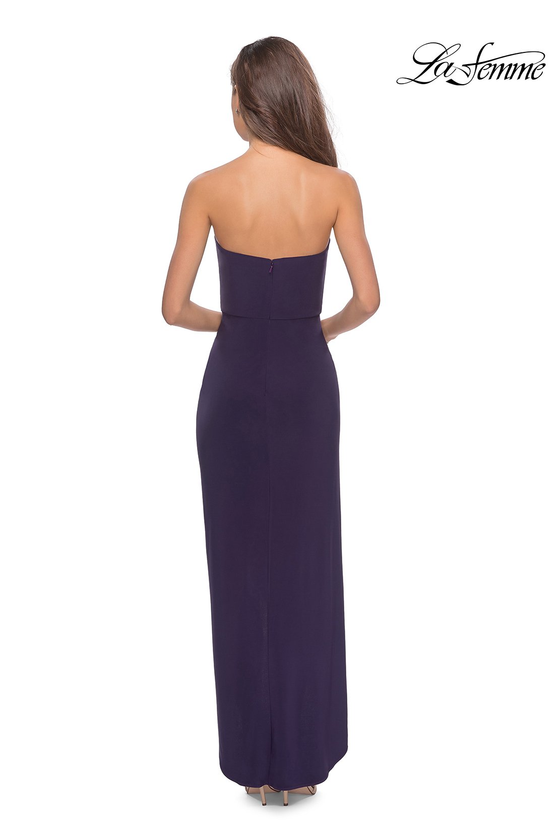 La Femme 28204 prom dress images. La Femme 28204 is available in these colors: Black, Dark Purple, Red.