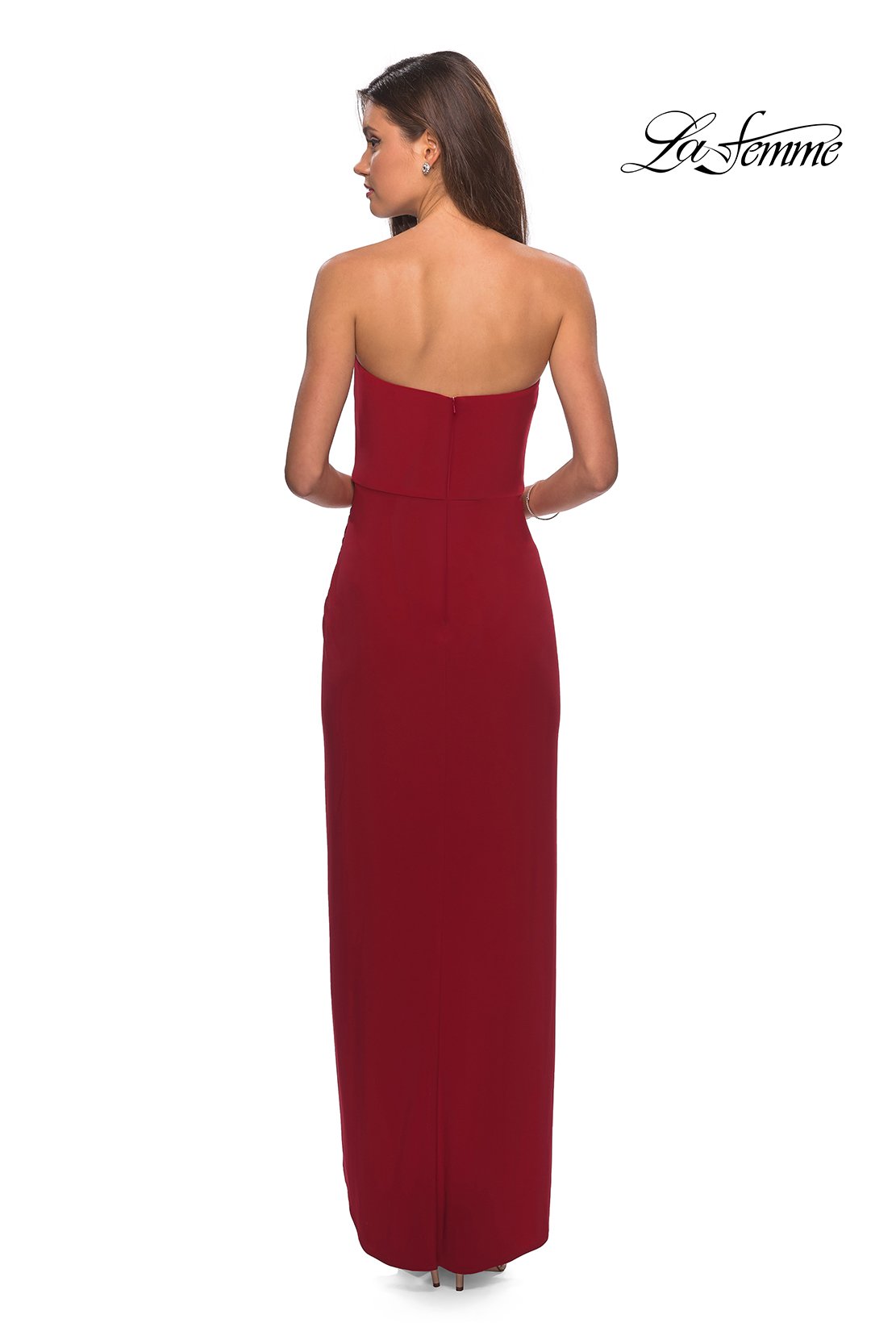 La Femme 28204 prom dress images. La Femme 28204 is available in these colors: Black, Dark Purple, Red.