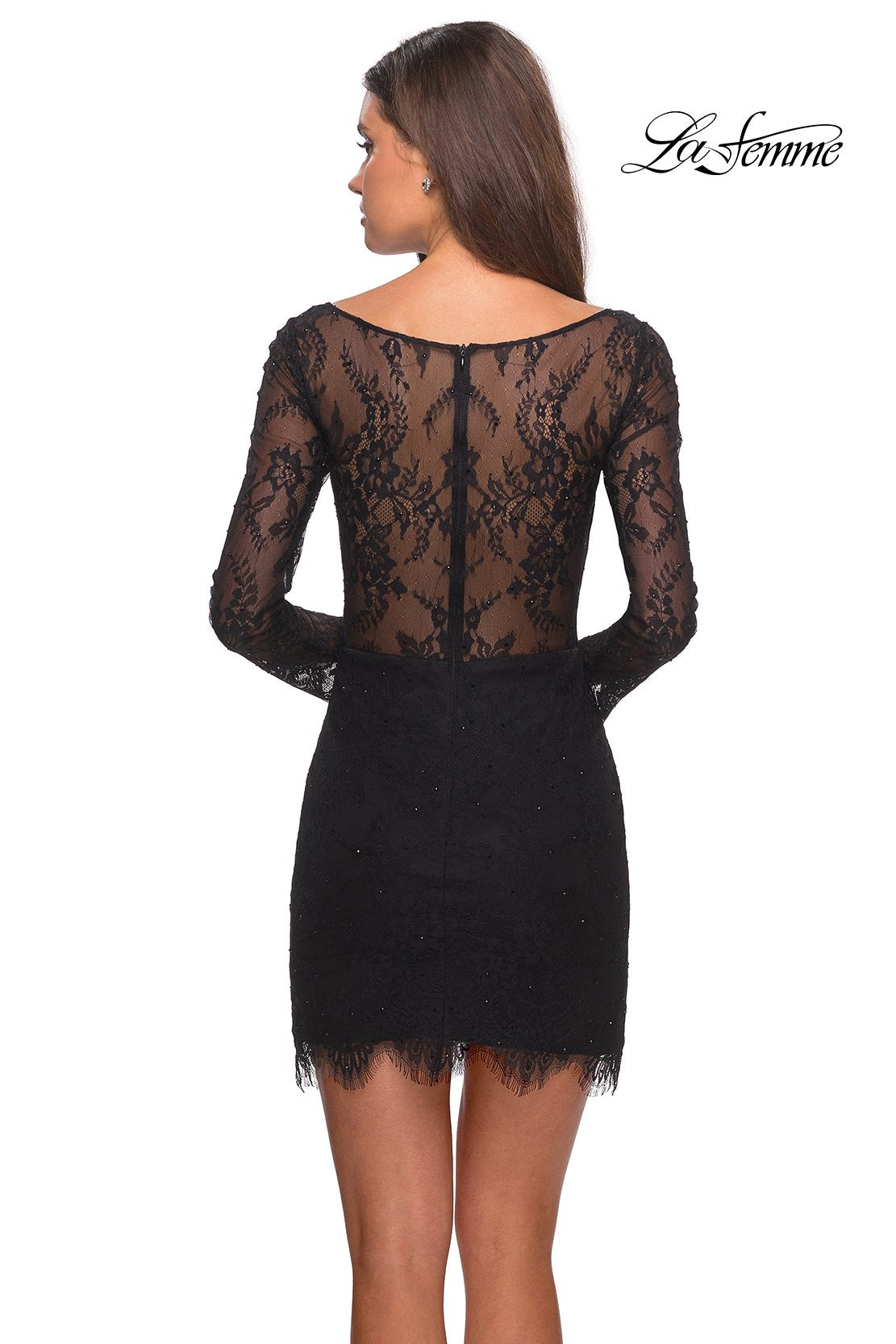 La Femme 28233 prom dress images. La Femme 28233 is available in these colors: Black, White.