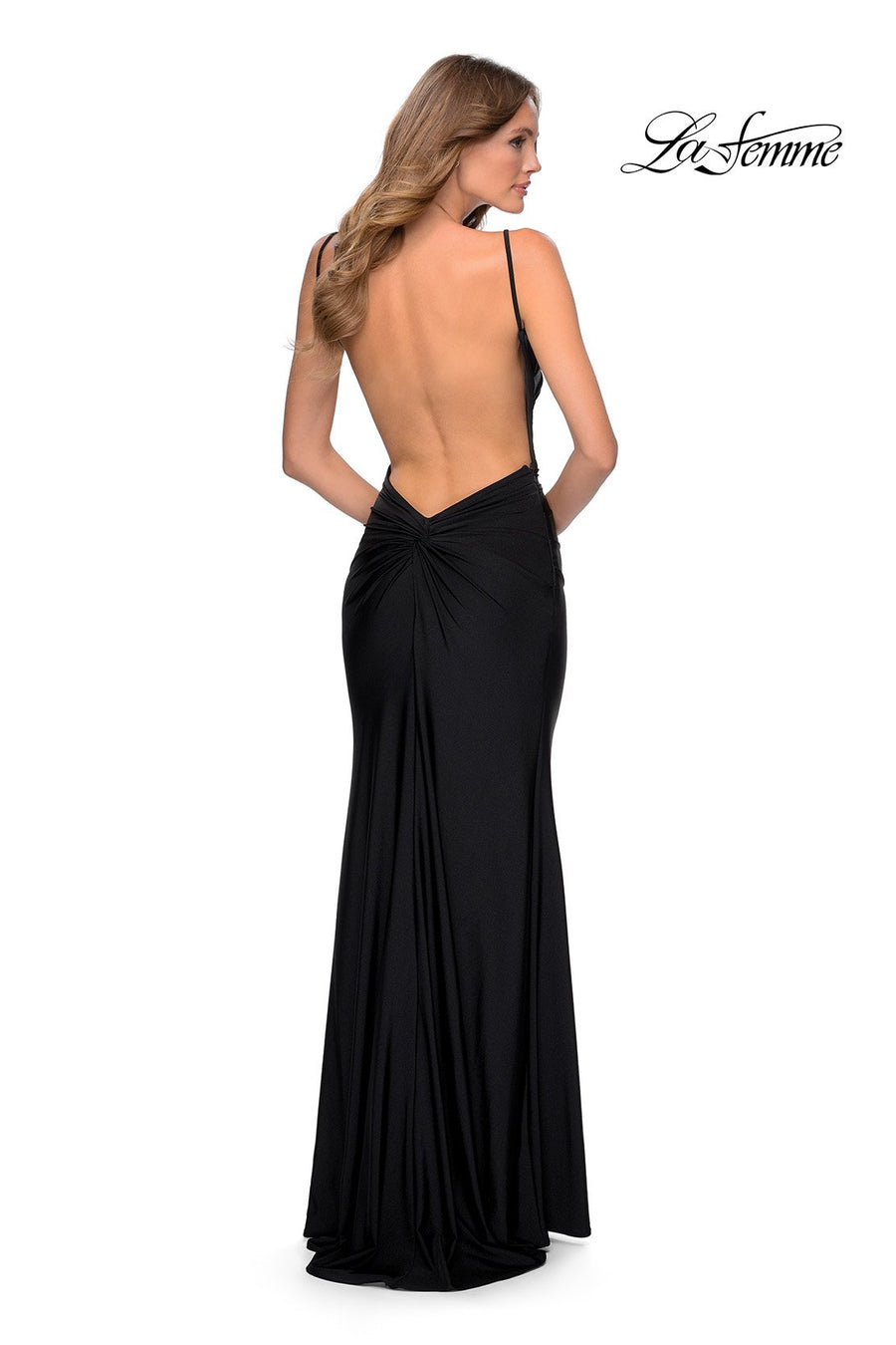 La Femme 28287 prom dress images.  La Femme 28287 is available in these colors: Black, Hot Pink, Neon Yellow, Royal Blue.
