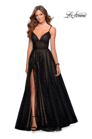 La Femme 28400 prom dress images.  La Femme 28400 is available in these colors: Black.