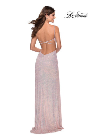La Femme 28441 prom dress images.  La Femme 28441 is available in these colors: Aqua, Champagne, Light Pink.