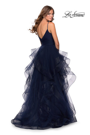 La Femme 28502 prom dress images.  La Femme 28502 is available in these colors: Blush, Dark Berry, Navy.