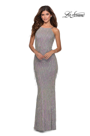 La Femme 28517 prom dress images.  La Femme 28517 is available in these colors: Silver Pink.