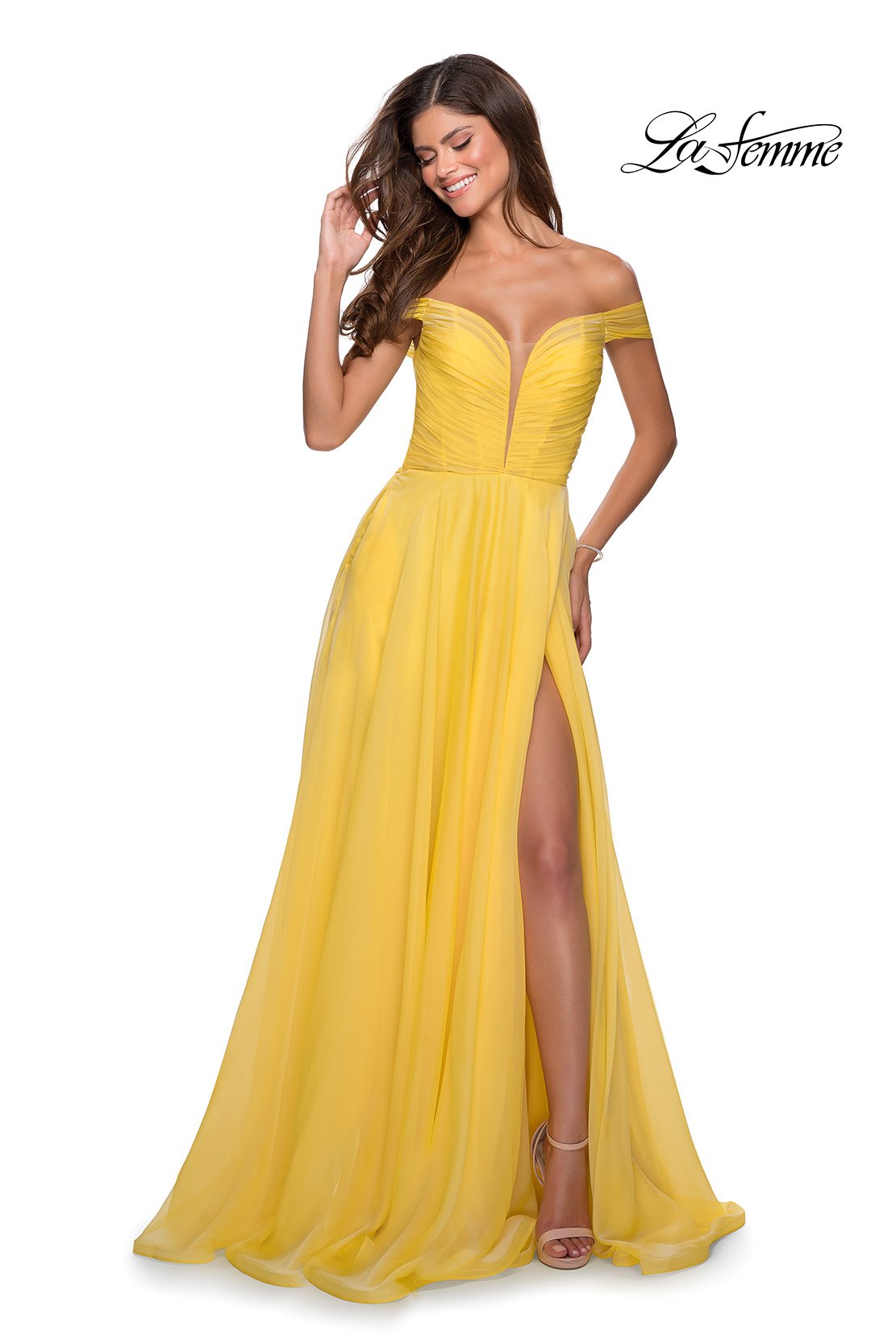 la femme off the shoulder evening dress La Femme 28546 Dress - La Femme Prom Dresses