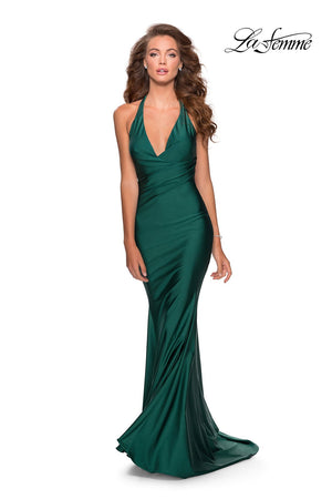 La Femme 28579 prom dress images.  La Femme 28579 is available in these colors: Emerald, Navy, Royal Purple.