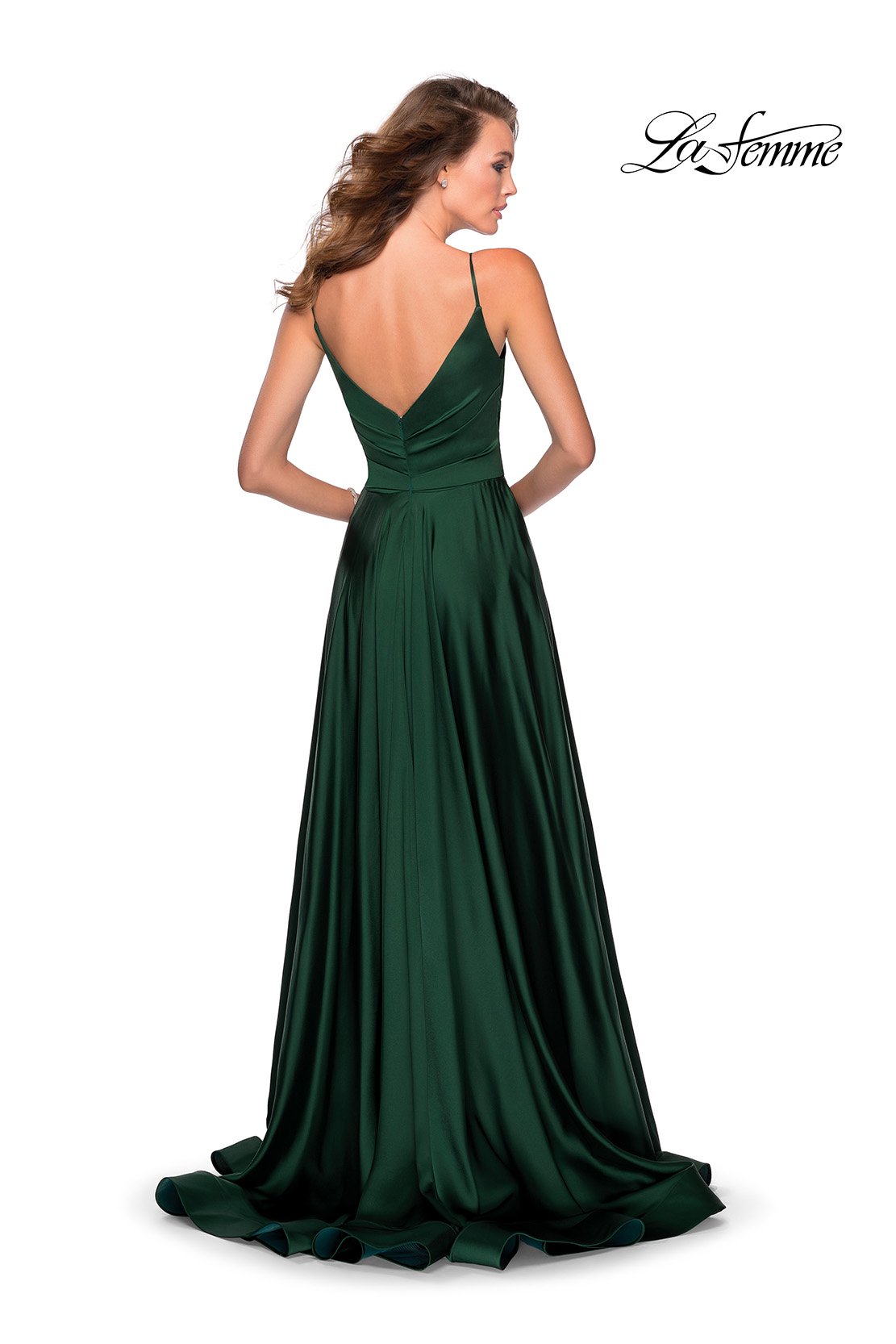 La Femme 28607 prom dress images.  La Femme 28607 is available in these colors: Emerald, Mauve, Navy, Pale Yellow, Royal Blue, Royal Purple.