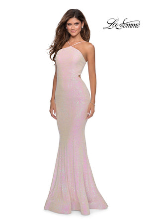 La Femme 28614 prom dress images.  La Femme 28614 is available in these colors: Light Pink.