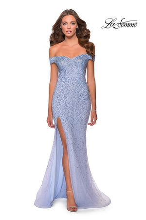 La Femme 28658 prom dress images.  La Femme 28658 is available in these colors: Blush, Lilac Mist.