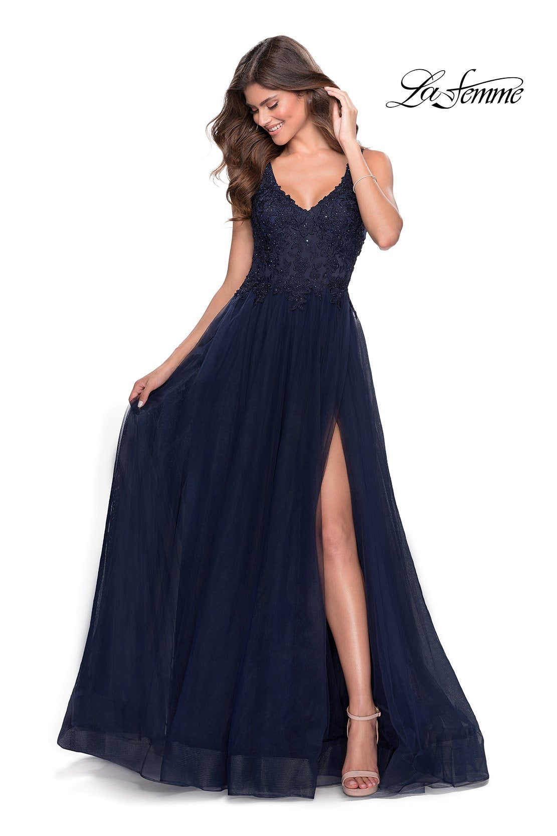 la femme navy blue prom dress La Femme 28680 Dress - La Femme Prom Dresses