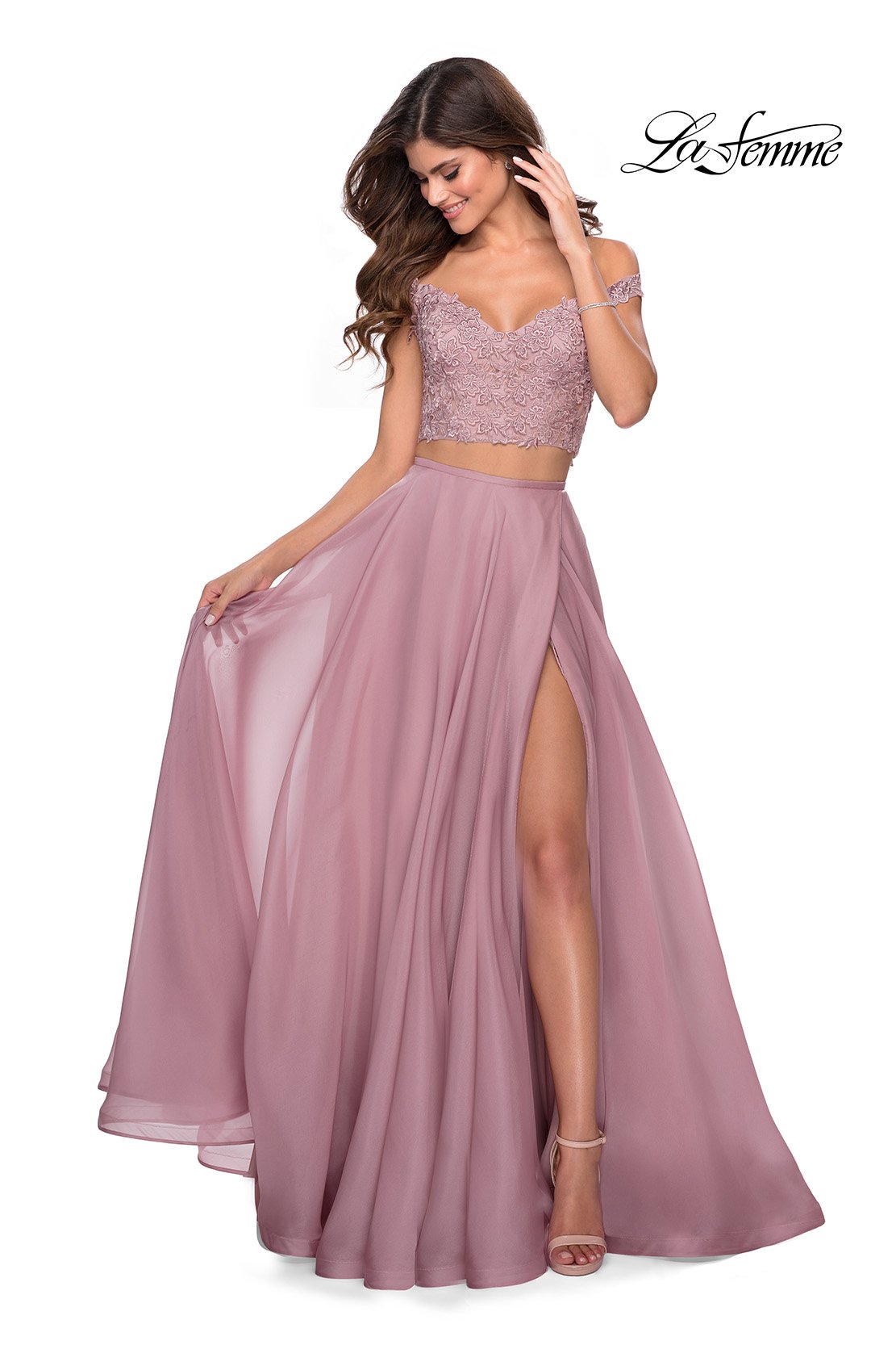 open lace back dress La Femme 28704 Dress - La Femme Prom Dresses