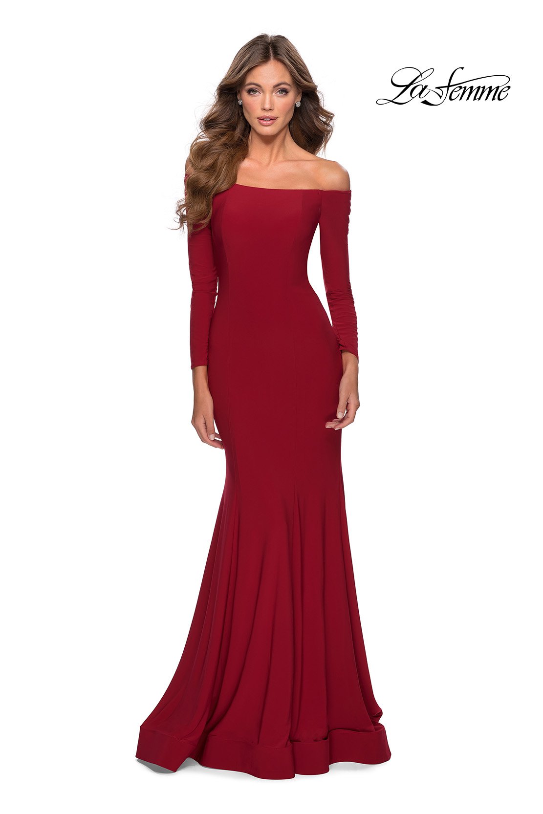 La Femme 28754 prom dress images. La Femme 28754 is available in these colors: Black, Red, Yellow.