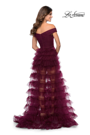 La Femme 28804 prom dress images.  La Femme 28804 is available in these colors: Black, Dark Berry.