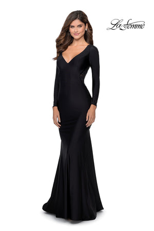 La Femme 28906 prom dress images.  La Femme 28906 is available in these colors: Black.