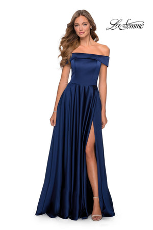 La Femme 28978 prom dress images.  La Femme 28978 is available in these colors: Black, Emerald, Navy, Wine.