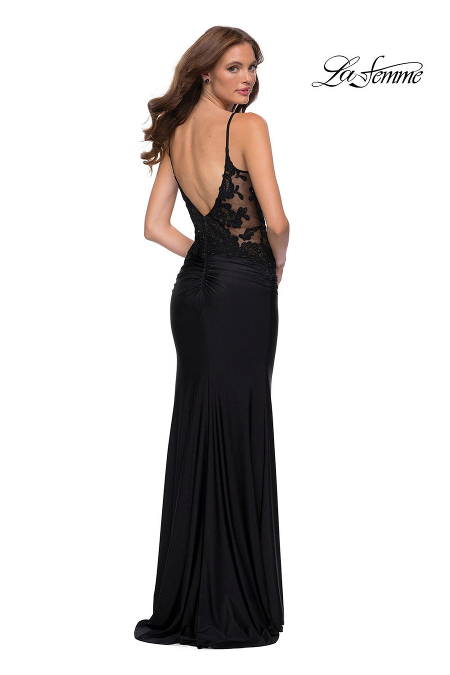 La Femme 29774 prom dress images.  La Femme 29774 is available in these colors: Black.