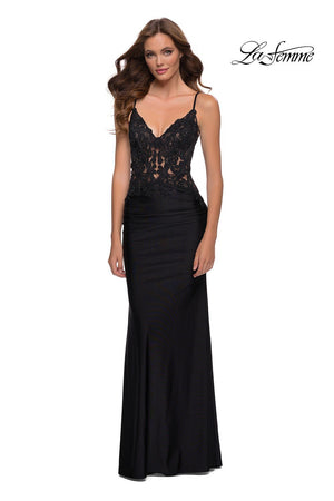 La Femme 29774 prom dress images.  La Femme 29774 is available in these colors: Black.