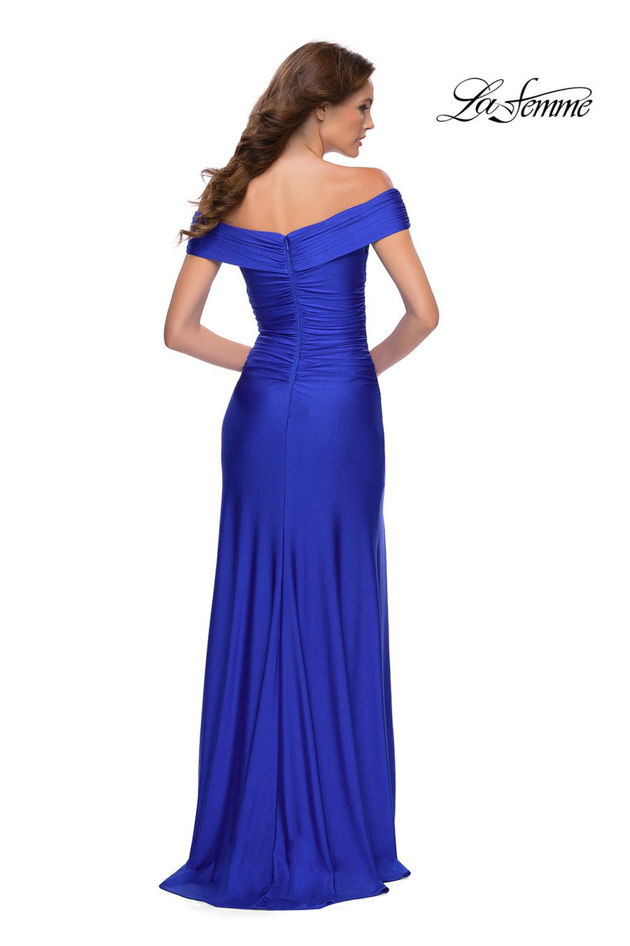 La Femme 29781 prom dress images.  La Femme 29781 is available in these colors: Black, Red, Royal Blue.