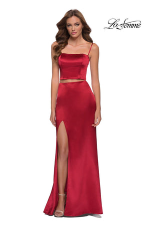 La Femme 29941 prom dress images.  La Femme 29941 is available in these colors: Black, Red.