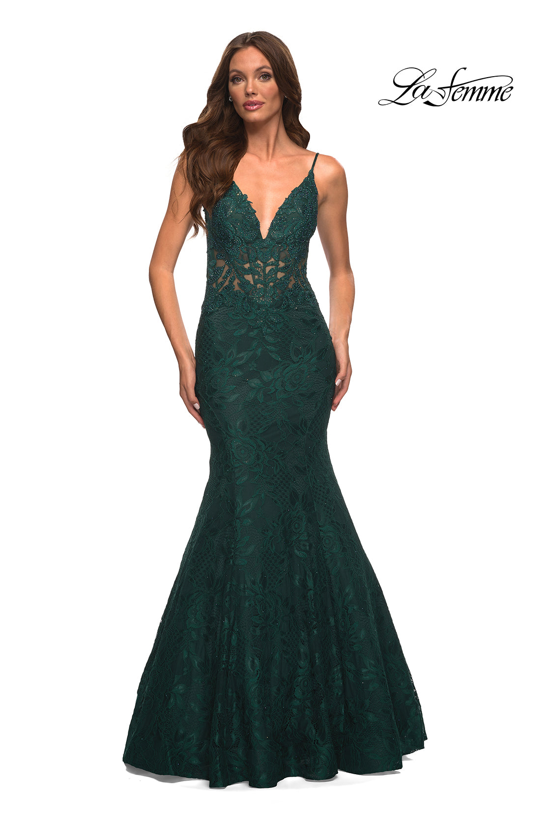 La Femme 30320 prom dress images. La Femme 30320 is available in these colors: Black, Dark Emerald, Light Periwinkle, Red, Royal Blue.