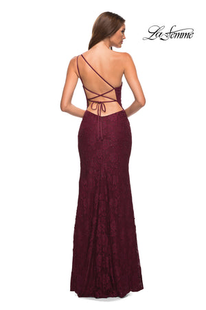 La Femme 30441 prom dress images.  La Femme 30441 is available in these colors: Dark Berry, Dark Emerald, Navy, Yellow.