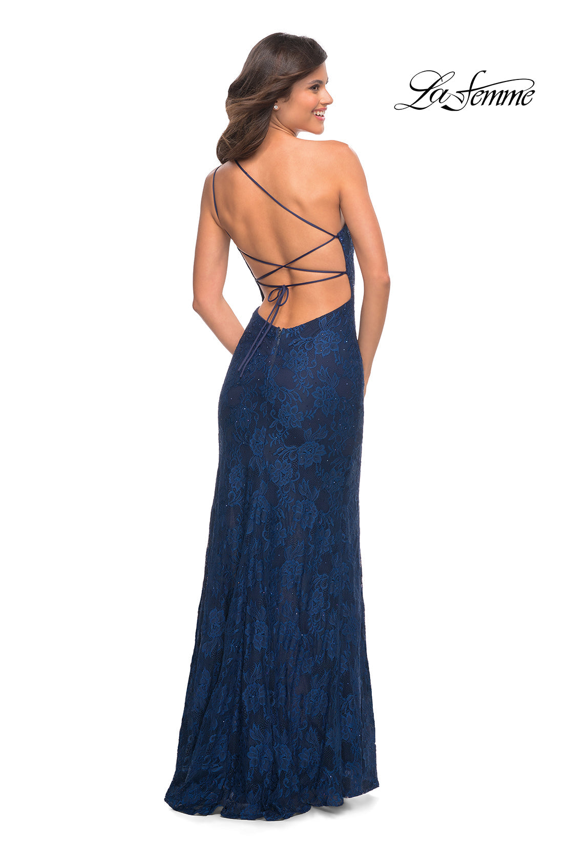 La Femme 30441 prom dress images. La Femme 30441 is available in these colors: Dark Berry, Dark Emerald, Navy, Yellow.