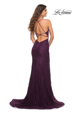 La Femme 30442 prom dress images.  La Femme 30442 is available in these colors: Dark Berry, Emerald.
