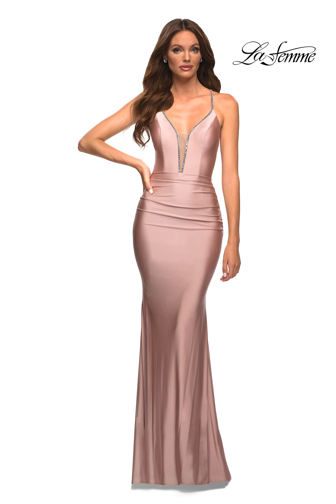 La Femme 30446 prom dress images. La Femme 30446 is available in these colors: Light Periwinkle, Mauve.