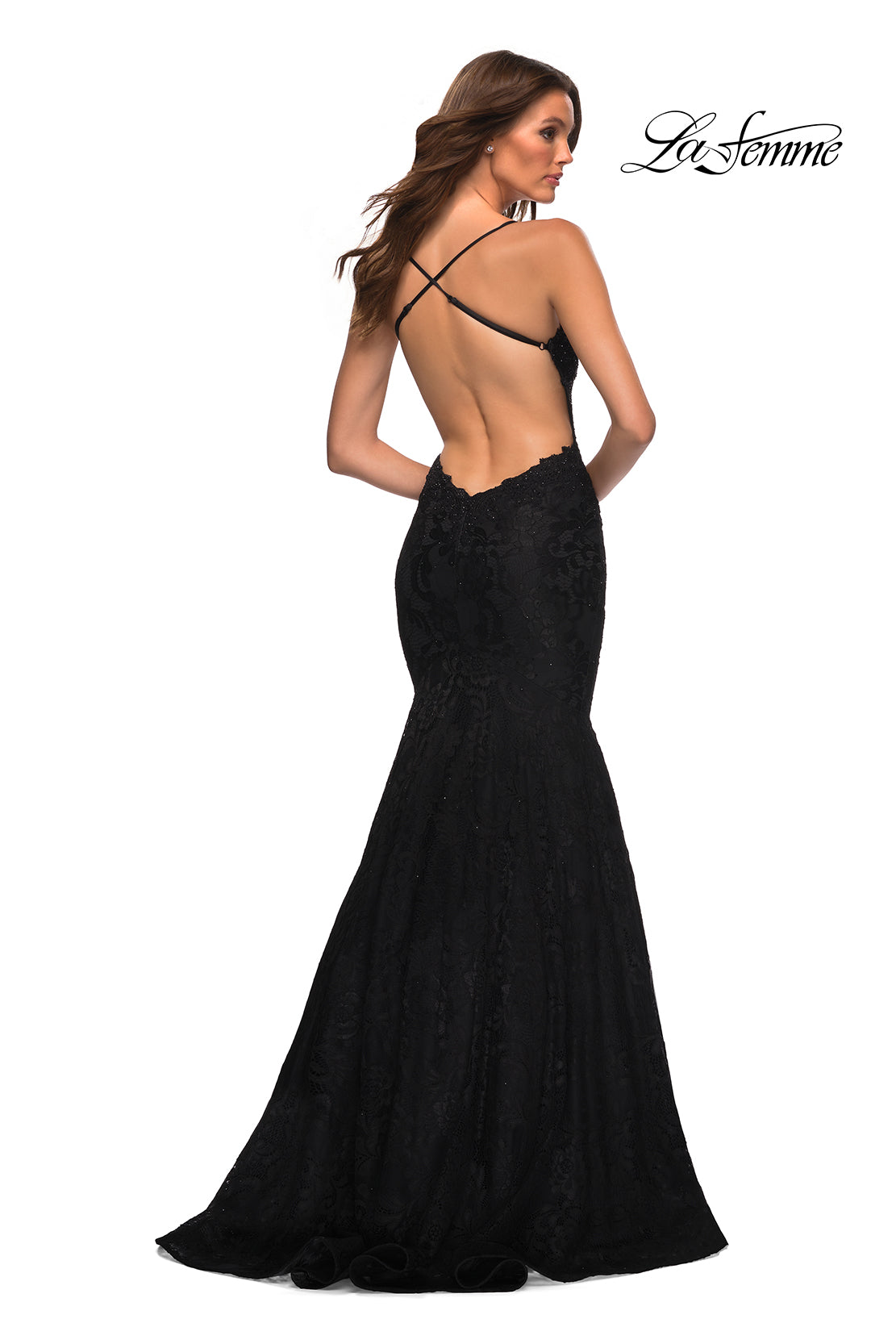 La Femme 30467 prom dress images. La Femme 30467 is available in these colors: Black, Dark Berry, Navy.