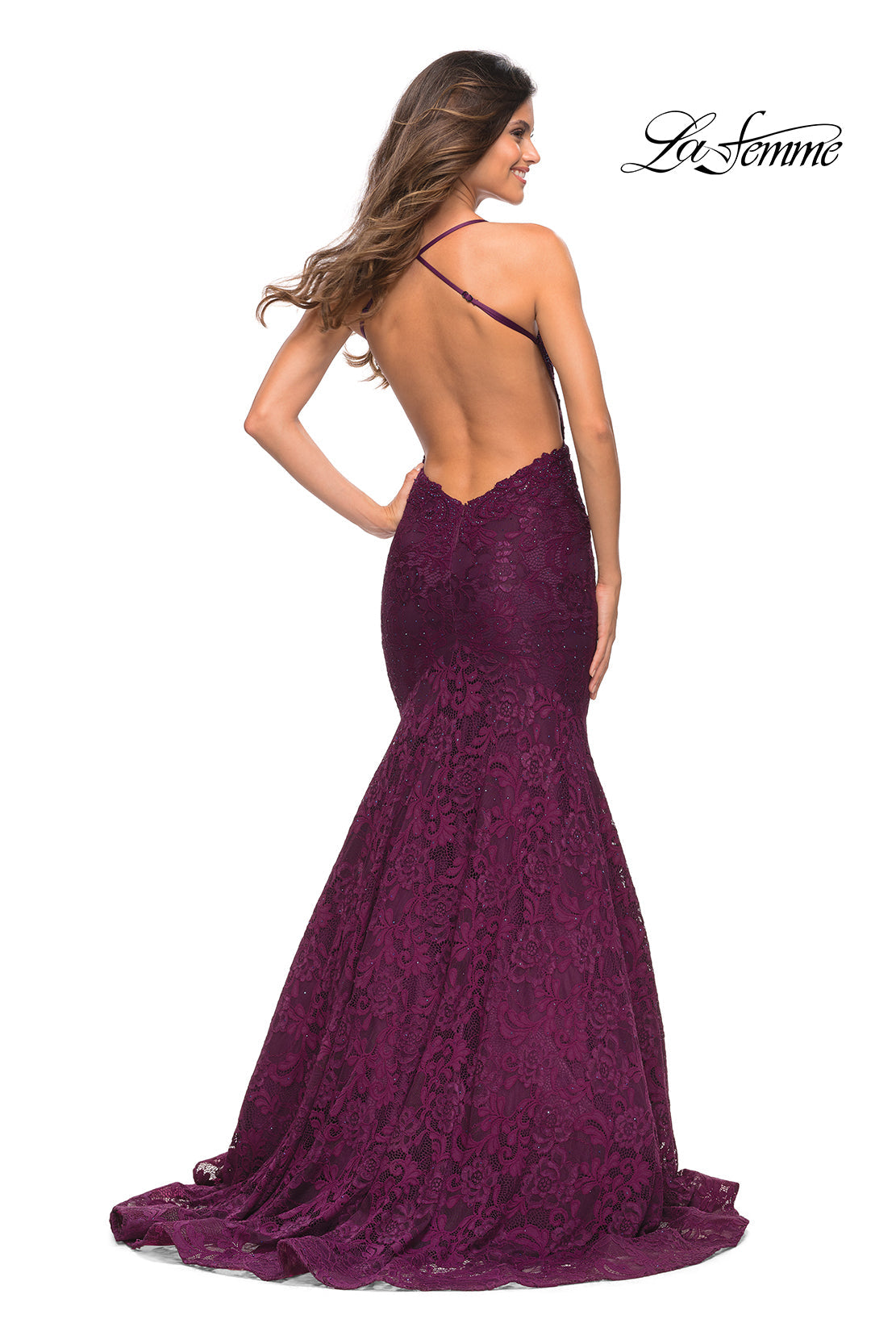La Femme 30467 prom dress images. La Femme 30467 is available in these colors: Black, Dark Berry, Navy.