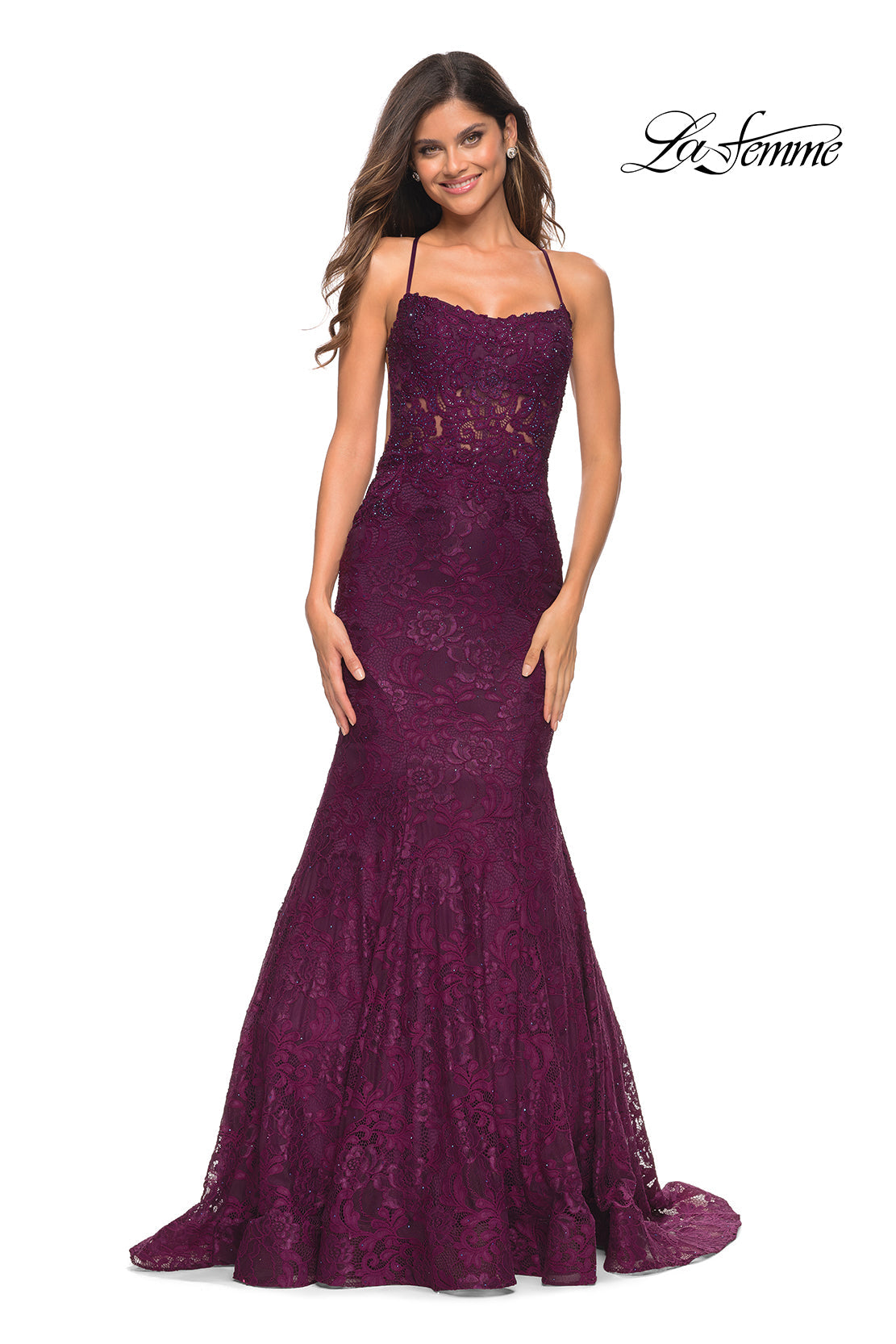 La Femme 30467 prom dress images. La Femme 30467 is available in these colors: Black, Dark Berry, Navy.