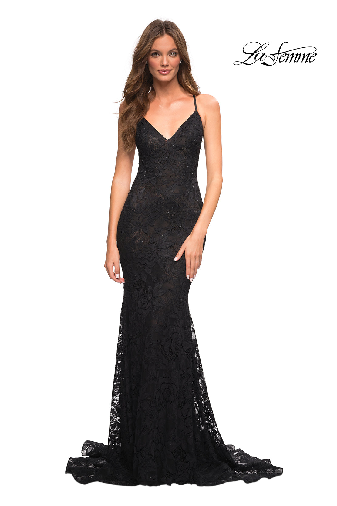 La Femme 30511 prom dress images. La Femme 30511 is available in these colors: Black, Red, Royal Blue.