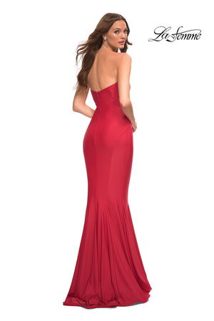 La Femme 30549 prom dress images.  La Femme 30549 is available in these colors: Black, Dark Emerald, Lavender, Red, Royal Blue.