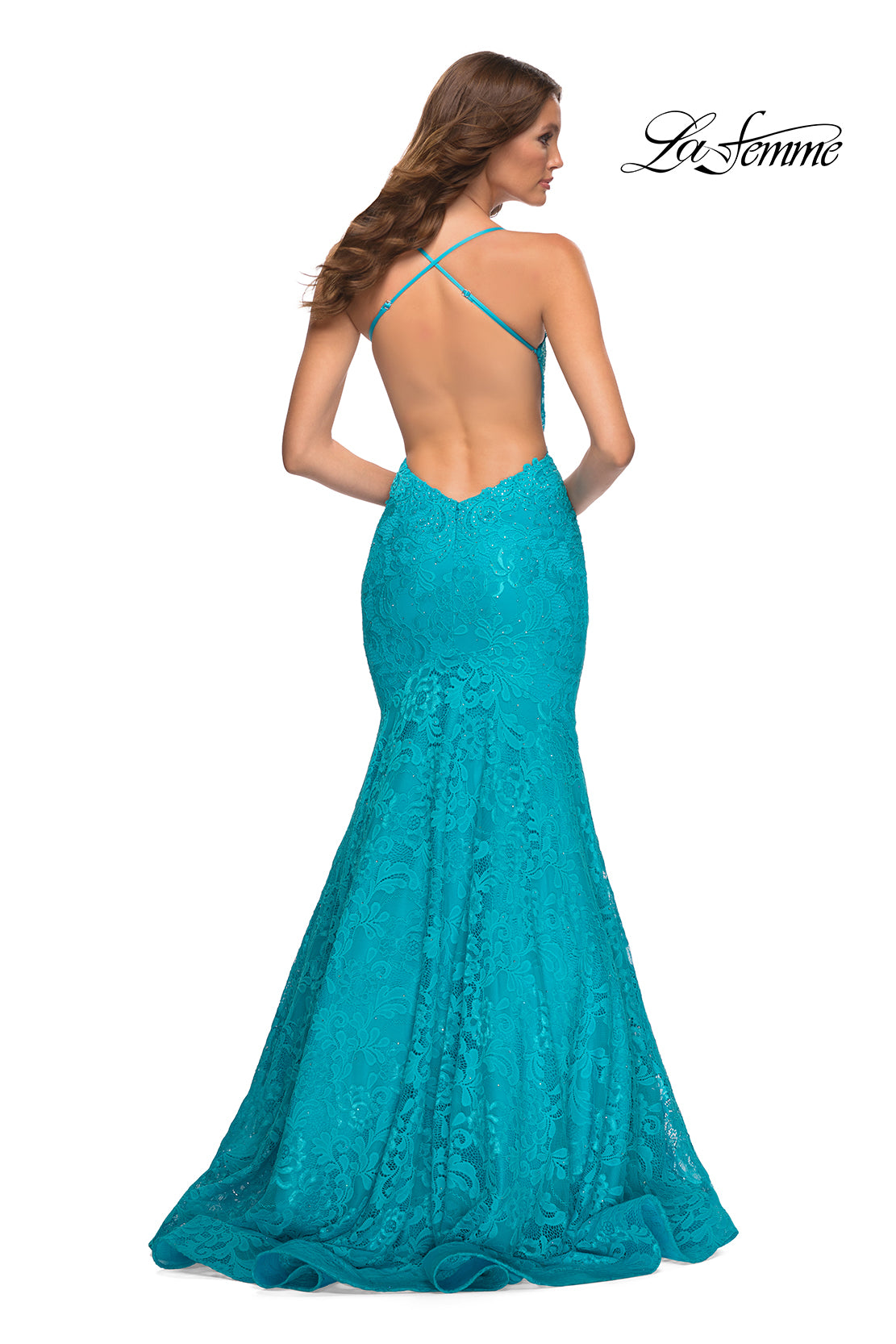 La Femme 30612 prom dress images. La Femme 30612 is available in these colors: Aqua, Yellow.