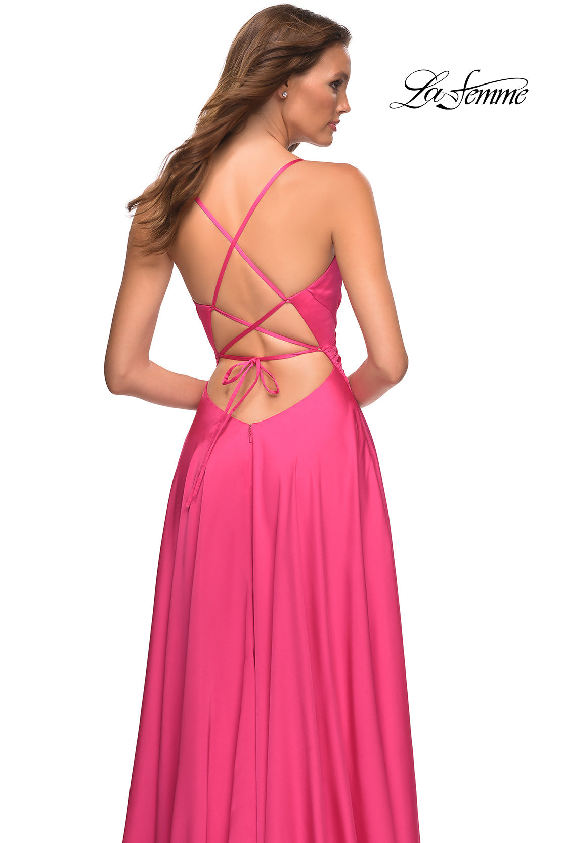 La Femme 30616 prom dress images. La Femme 30616 is available in these colors: Hot Pink.