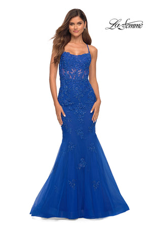 La Femme 30621 prom dress images.  La Femme 30621 is available in these colors: Royal Blue, Sage.