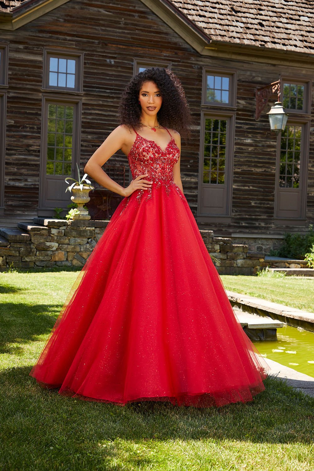 Morilee 47006 prom dress images. Morilee 47006 is available in these colors: Blush, Scarlet, Peacock.