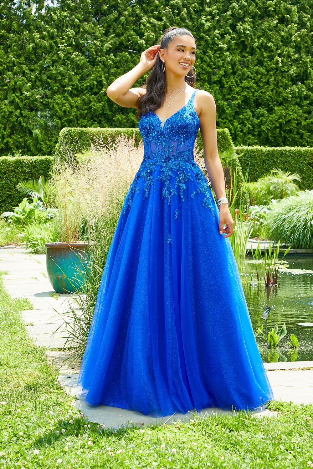Morilee 47019 prom dress images. Morilee 47019 is available in these colors: Purple, Green, Royal, White.