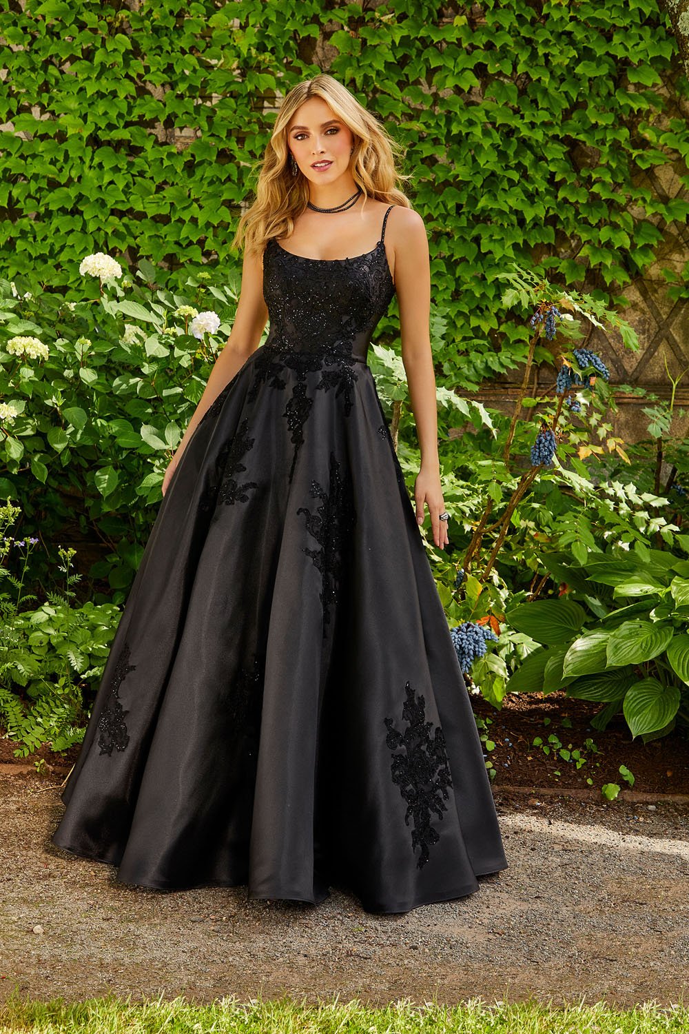 Morilee 47056 prom dress images. Morilee 47056 is available in these colors: Black, Royal, Aqua, White.