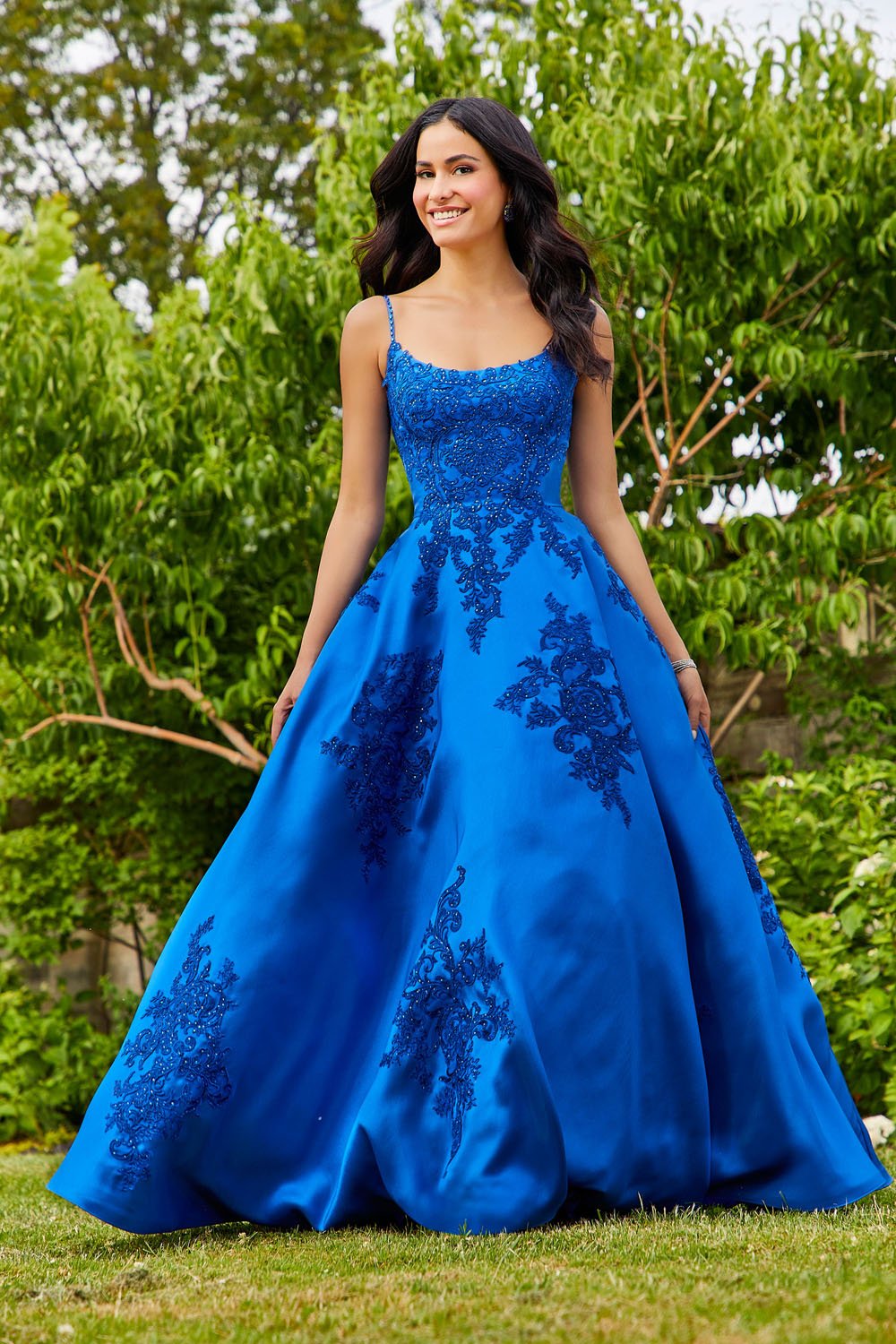 Morilee 47056 prom dress images. Morilee 47056 is available in these colors: Black, Royal, Aqua, White.