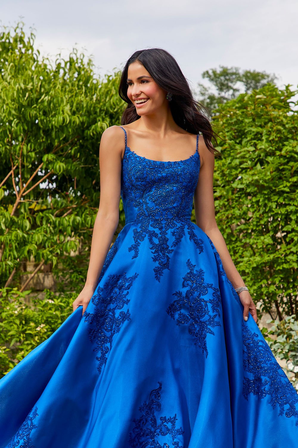 Morilee 47056 prom dress images. Morilee 47056 is available in these colors: Black, Royal, Aqua, White.