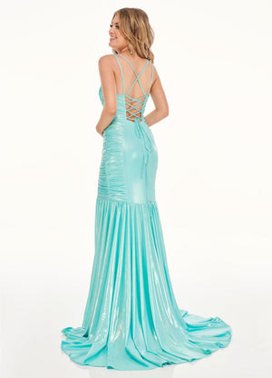 Rachel Allan 70061 prom dress images.  Rachel Allan 70061 is available in these colors: Aqua Blue, Soft Coral.
