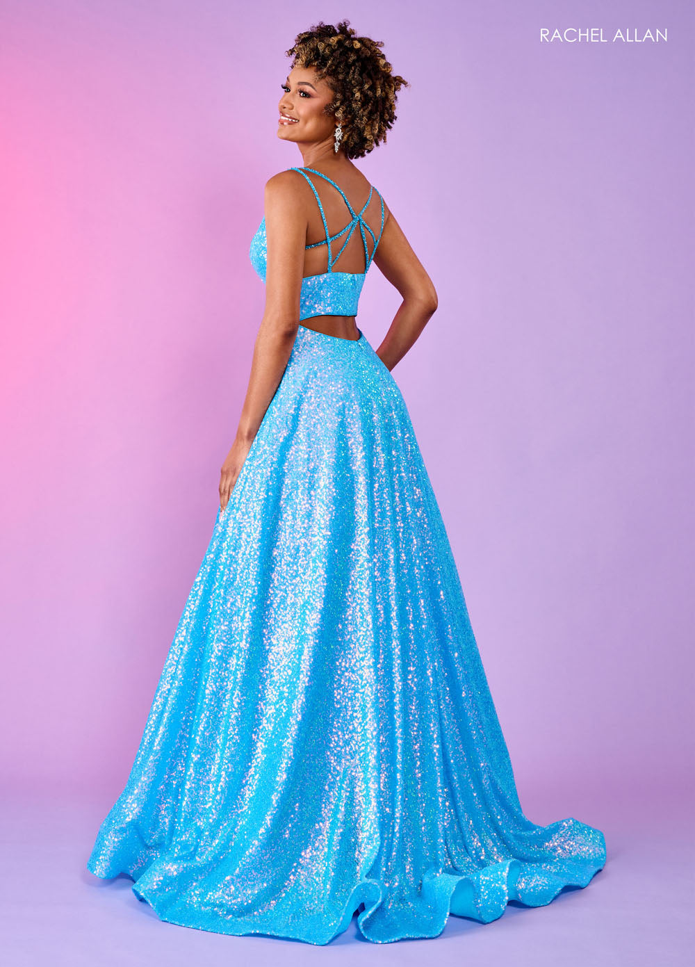 Rachel Allan 70130 prom dress images. Rachel Allan 70130 is available in these colors: Hot Pink, Ocean Blue, Purple, Tangerine.
