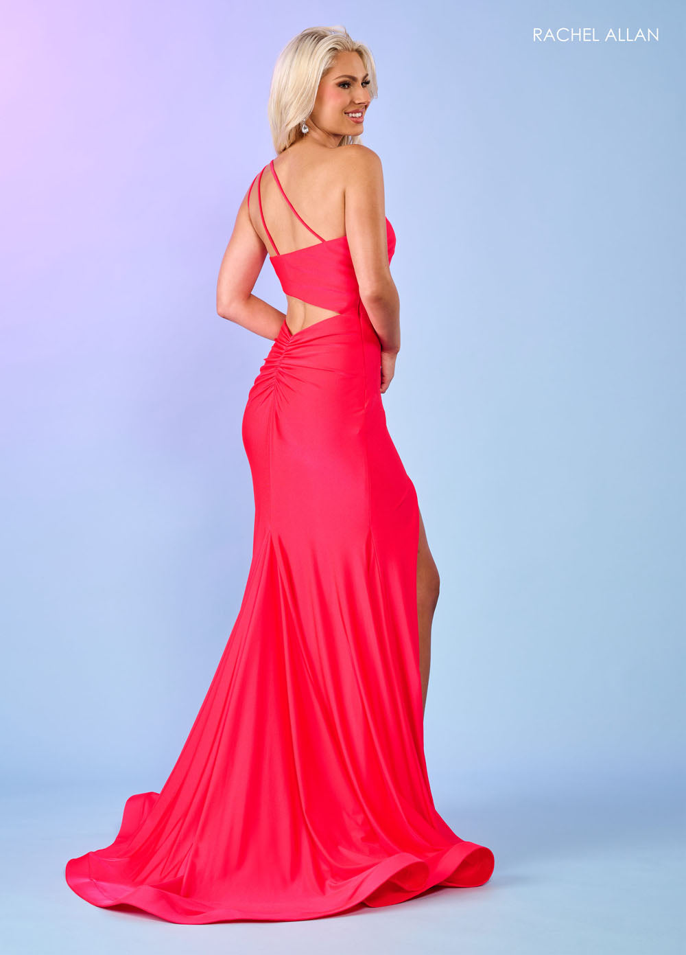 Rachel Allan 70153 prom dress images. Rachel Allan 70153 is available in these colors: Black, Coral, Emerald, Hot Pink, Ocean Blue, Royal, Tangerine, Watermelon, Yellow.
