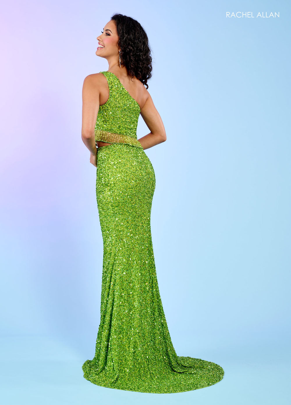 Rachel Allan 70186 prom dress images. Rachel Allan 70186 is available in these colors: Emerald, Gold, Hot Pink, Lilac, Lime, Peacock, Periwinkle, Red, Tangerine.