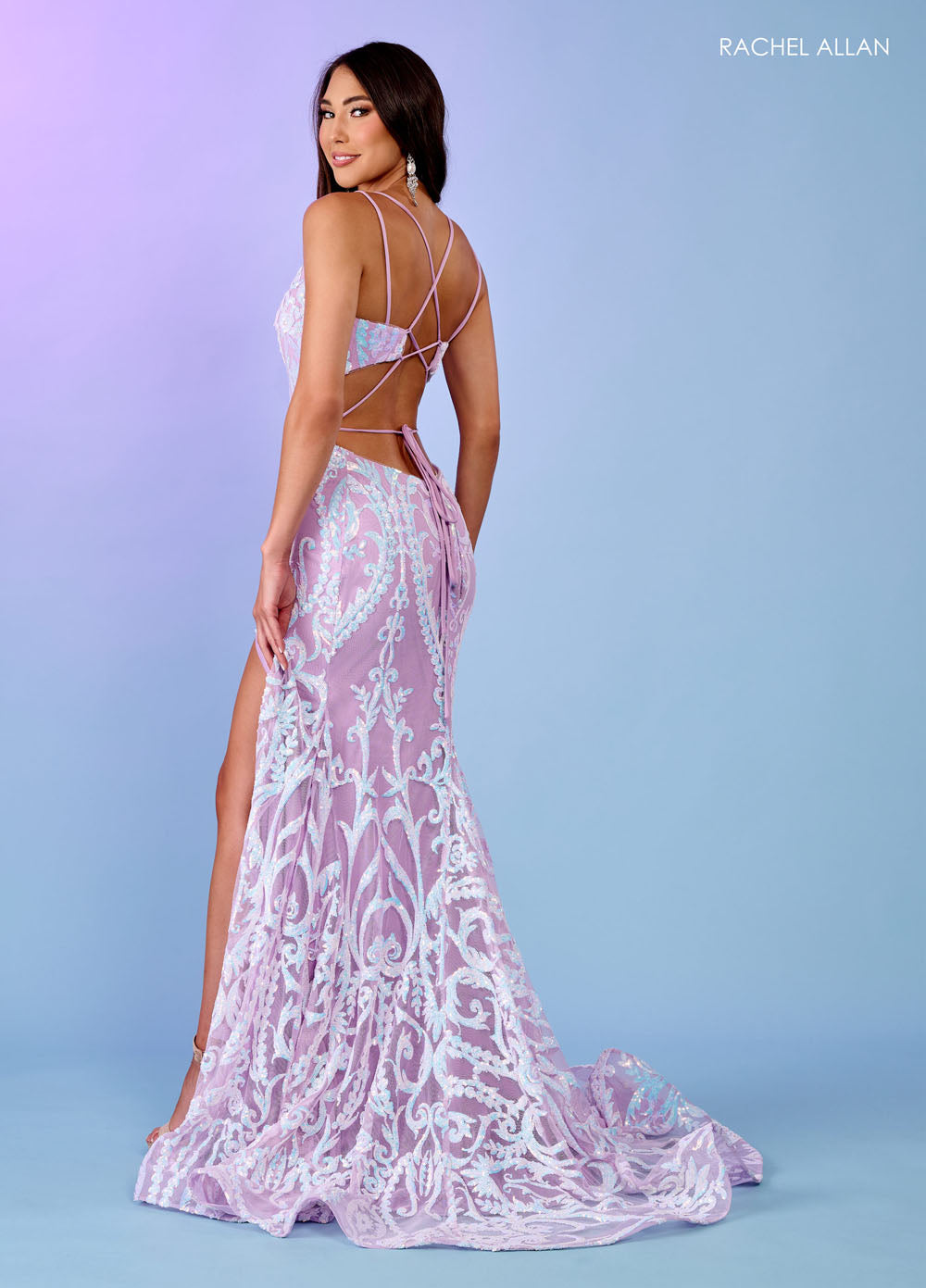 Rachel Allan 70279 prom dress images. Rachel Allan 70279 is available in these colors: Black, Black Fuchsia, Black Silver, Ice Pink, Lilac, Navy Sky Blue, Neon Coral, Neon Lime, Neon Ocean Blue,
Neon Pink, Neon Yellow.