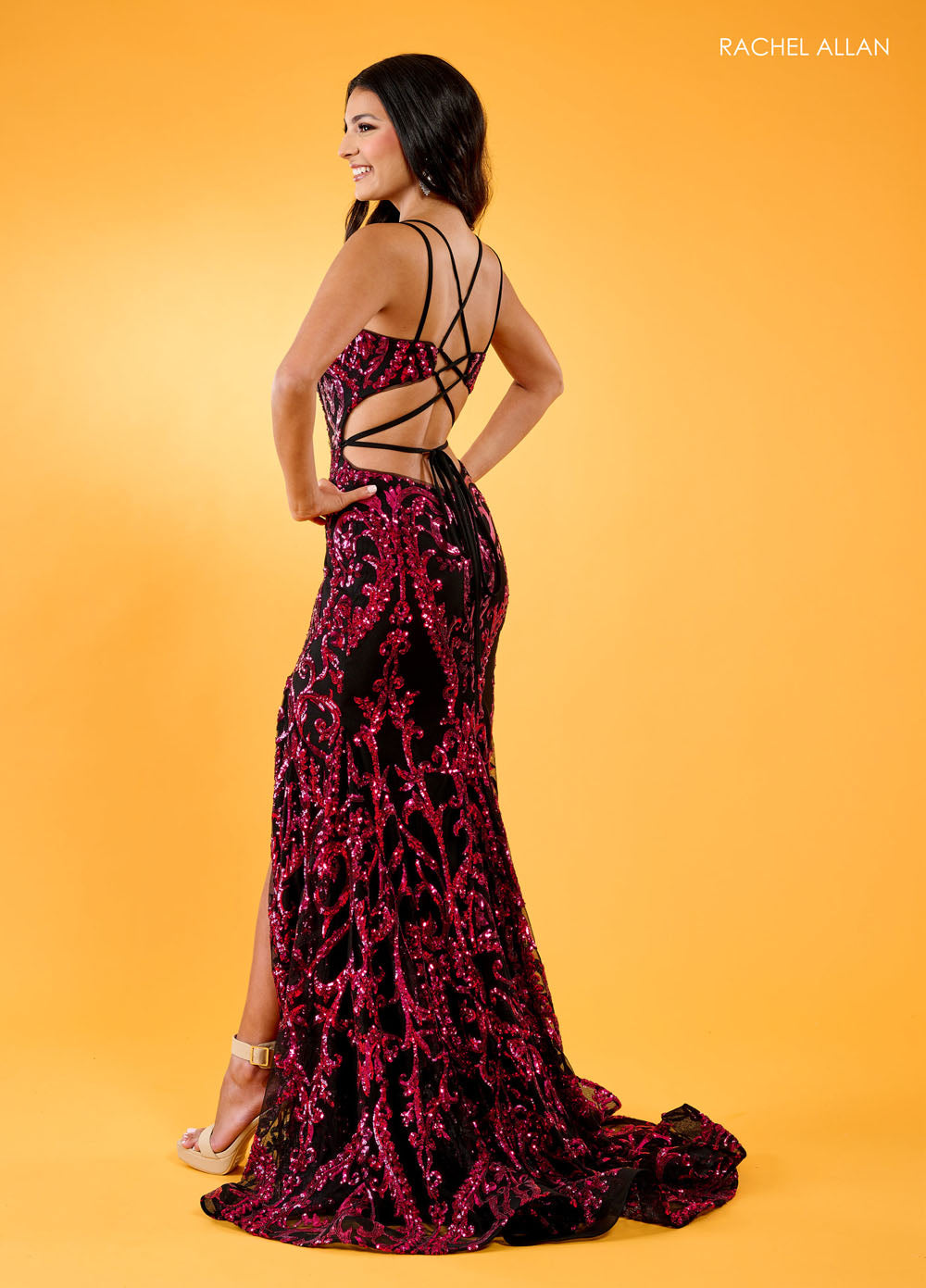 Rachel Allan 70279 prom dress images. Rachel Allan 70279 is available in these colors: Black, Black Fuchsia, Black Silver, Ice Pink, Lilac, Navy Sky Blue, Neon Coral, Neon Lime, Neon Ocean Blue,
Neon Pink, Neon Yellow.